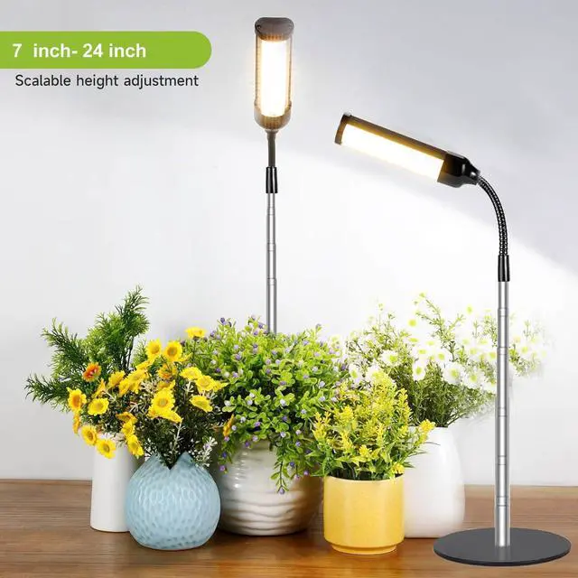 Alt view image 3 of 7 - Grow Light, LED Plant Light for Indoor Plants Growing, Full Spectrum Desk Growth Lamp with Automatic Timer for 2H/4H/8H, 5 Dimmable Levels, Height Adjustable7-23, Black (Without USB Plug)