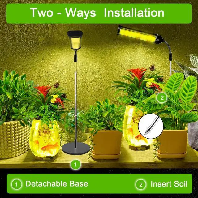 Alt view image 4 of 7 - Grow Light, LED Plant Light for Indoor Plants Growing, Full Spectrum Desk Growth Lamp with Automatic Timer for 2H/4H/8H, 5 Dimmable Levels, Height Adjustable7-23, Black (Without USB Plug)