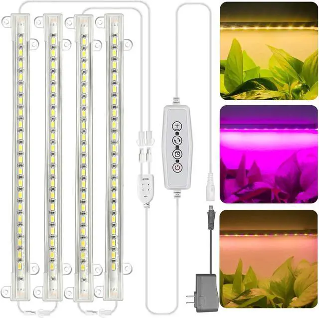 Main image of Grow Light for Indoor Plants Abonnyc 96 LEDS Plant Grow Light Strips 10 Inch Warm White Light & Red Light Full Spectrum with Auto On/Off Timer Sunlike Small Grow Lamp for Hydroponics Succulent, 4 Bars