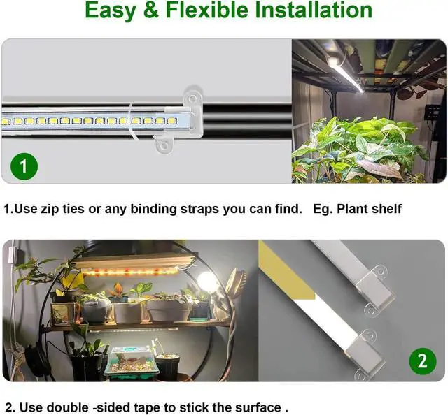 Alt view image 6 of 7 - Grow Light for Indoor Plants Abonnyc 96 LEDS Plant Grow Light Strips 10 Inch Warm White Light & Red Light Full Spectrum with Auto On/Off Timer Sunlike Small Grow Lamp for Hydroponics Succulent, 4 Bars