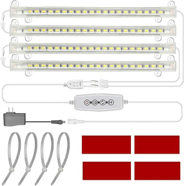 Alt view image 7 of 7 - Grow Light for Indoor Plants Abonnyc 96 LEDS Plant Grow Light Strips 10 Inch Warm White Light & Red Light Full Spectrum with Auto On/Off Timer Sunlike Small Grow Lamp for Hydroponics Succulent, 4 Bars