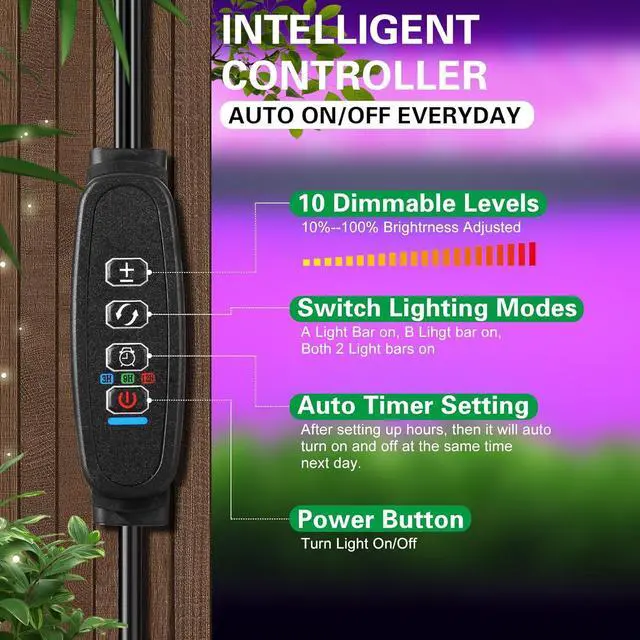Alt view image 3 of 7 - Grow Lights for Indoor Plants120 LEDs Waterproof led Grow Lights Full Spectrum,USB Plug-in Dimmable Auto On/Off with 3 Timers Plant Light, for Indoor Plants Seeding Veg Flower Growing Lamp(6.56ft)