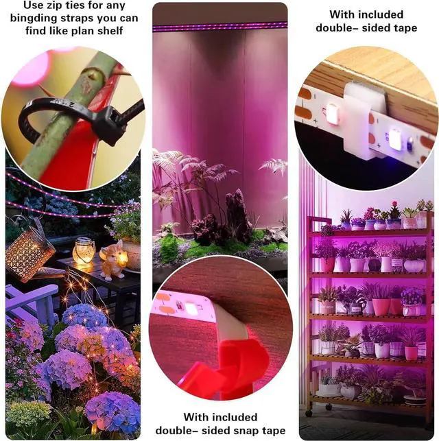 Alt view image 4 of 7 - Grow Lights for Indoor Plants120 LEDs Waterproof led Grow Lights Full Spectrum,USB Plug-in Dimmable Auto On/Off with 3 Timers Plant Light, for Indoor Plants Seeding Veg Flower Growing Lamp(6.56ft)