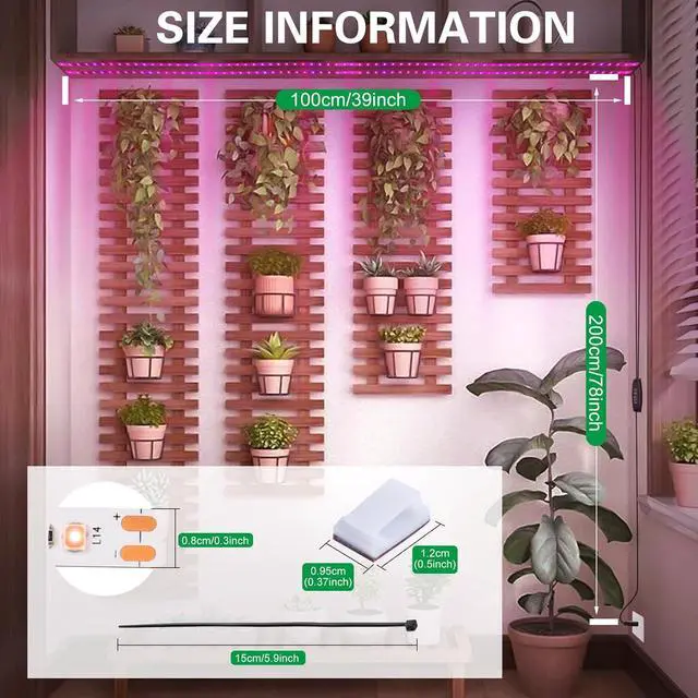 Alt view image 5 of 7 - Grow Lights for Indoor Plants120 LEDs Waterproof led Grow Lights Full Spectrum,USB Plug-in Dimmable Auto On/Off with 3 Timers Plant Light, for Indoor Plants Seeding Veg Flower Growing Lamp(6.56ft)