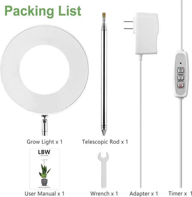 Alt view image 7 of 7 - LBW Plant Grow Light, 72 LEDs Full Spectrum Grow Lights for Indoor Plants, 56in Large Grow Lamp with 4/8/12H Auto Timer & 4 Dimmable Brightness, Height Adjustable, Ideal for Tall Plants