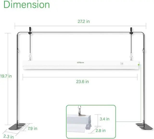 Alt view image 2 of 7 - 2ft Grow Light for Seed Starting,LED Grow Lamp for Indoor Plants,Seedling Grow Light with Stand,Seed Starter Light Kit with Natural White Spectrum,Height Adjustable,Iron Frame,ON-Off Switch