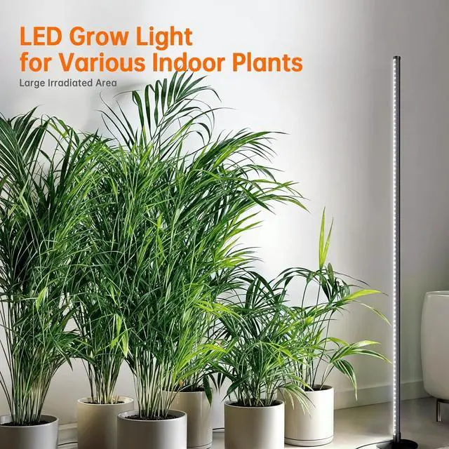 Alt view image 2 of 7 - Standing Grow Lights for Indoor Plants,T10 Full Spectrum Vertical Grow Light Wide Illumination Area,16in-65in Adjustable Height Plant Light with Stand,3 Light Modes Floor Grow Light with Timer