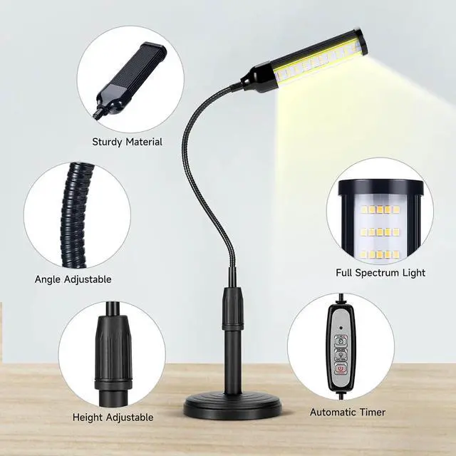 Alt view image 4 of 6 - Grow Lights for Indoor Plants Desk LED Grow Light with Base Full Spectrum 50 LEDs Warm White for Indoor Plant Growing Lamp, Adjustable Gooseneck, Suitable Plants Growth (Without USB Plug)