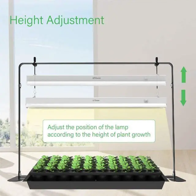 Alt view image 4 of 7 - 2ft Grow Light for Seed Starting,LED Grow Lamp for Indoor Plants,Seedling Grow Light with Stand,Seed Starter Light Kit with Natural White Spectrum,Height Adjustable,Iron Frame,ON-Off Switch