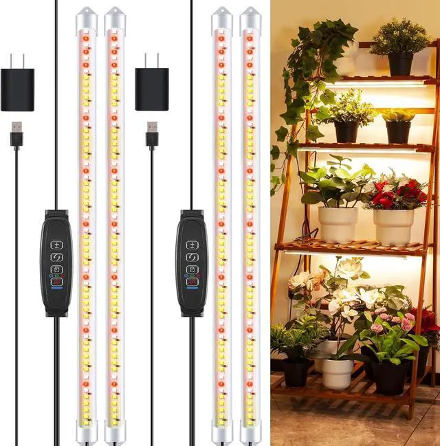 Main image of LED Grow Light Strips, 120 LEDs Full Spectrum Grow Lights for Indoor Plants with 3/9/12H Timer, 10 Dimmable Sunlike Plant Light for Indoor Greenhouse, Hydroponics, Seedlings (2 Pack)
