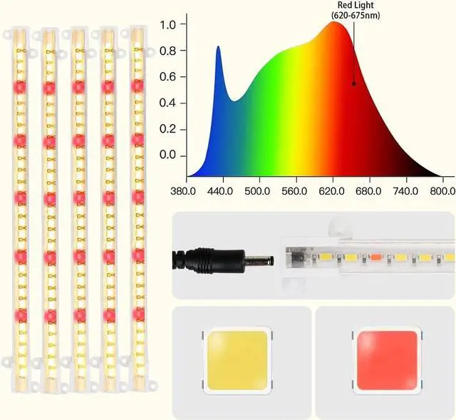 Alt view image 3 of 7 - Grow Light Strips, LED 150-Bulb 3500K Dimmable Full Spectrum Plant Growing Lamp Bars for Indoor Plants Hydroponic Veg Succulent Seedling, Daisy-Chain Design