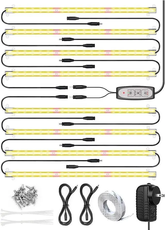 Main image of LED Grow Light Strip, 8 Pack Grow Lights for Indoor Plants, 80W Full Spectrum Plant Lights with 4 Dimmable Level, Auto On/Off 3/6/12H Timer, Sunlike Grow Lamp for Seedling Veg Flower Hydroponics