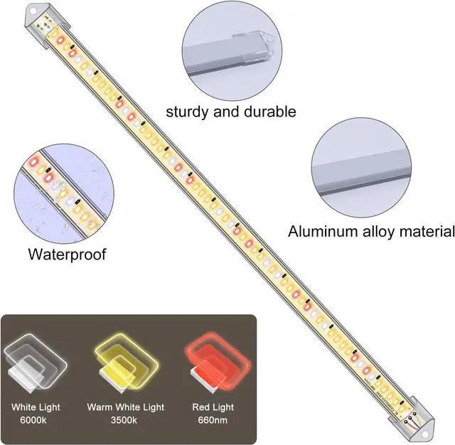 Alt view image 6 of 7 - LED Grow Light Strips for Indoor Plants Growing with Auto ON/Off Timer, 10 Dimmable Levels for Shelves Seed Starting (Single)