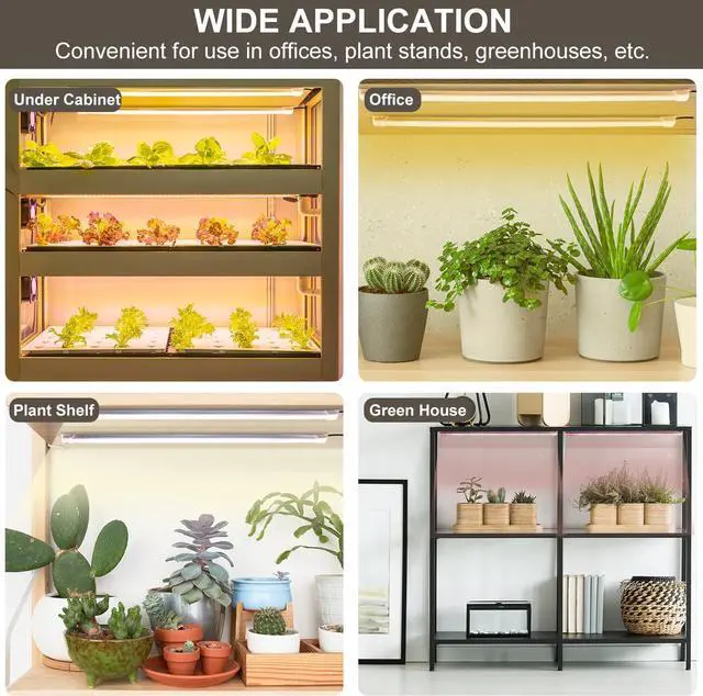Alt view image 7 of 7 - LED Grow Light Strips for Indoor Plants Growing with Auto ON/Off Timer, 10 Dimmable Levels for Shelves Seed Starting (Single)