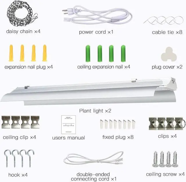 Alt view image 6 of 6 - SZHLUX LED Grow Light 2ft 80W (2×40W) Full Spectrum 660nm 730 IR Included LED Plant Light for Indoor Plants, Linkable High Output Sunlight Grow Light Strips with Daisy Chain