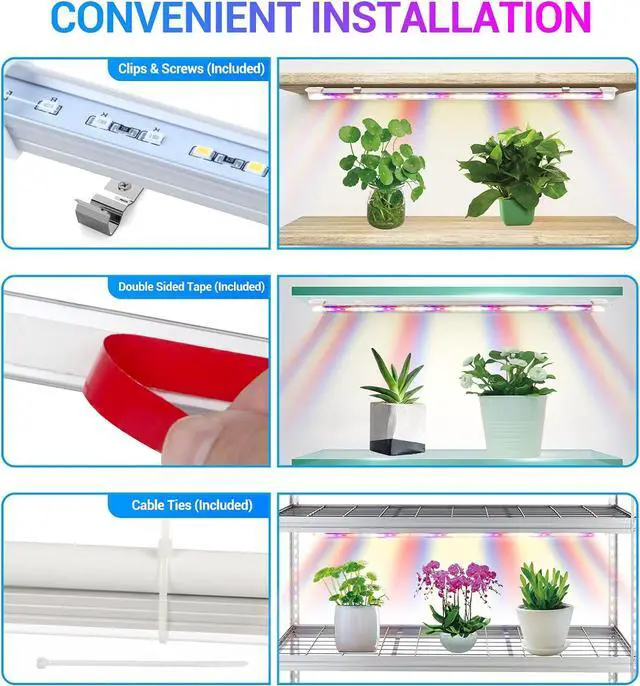 Alt view image 5 of 6 - LED Grow Lights Strips for Indoor Plants, 3 Working Modes & 10 Dimmable Levels Plant Lights with Auto Cycle Timer 3/9/12Hrs, 36W Full Spectrum DIY Growing Lamps for Seedings Hydroponics, 6 Strips
