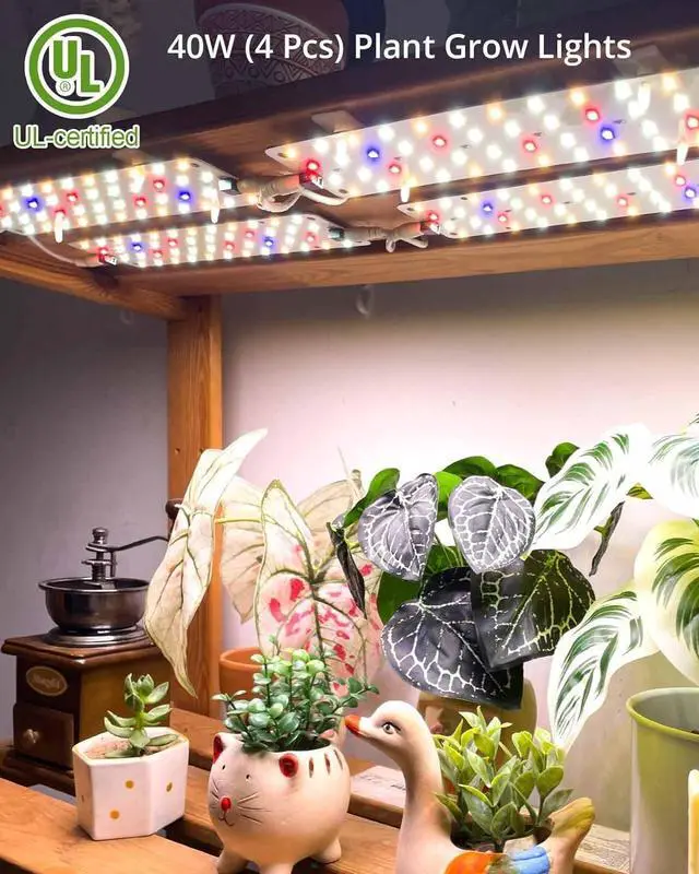 Alt view image 2 of 6 - DOMMIA Grow Lights, 40W Linkable Indoor Plant Light, Full Spectrum Grow Lights for Indoor Plants, 6/12/16H Timer, Dimmable Ultra-Thin Plant Lights for Indoor Growing Under Shelf/Cabinet