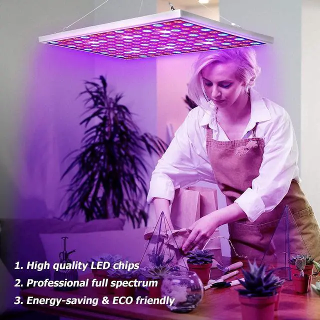 Alt view image 4 of 7 - LED Grow Light for Indoor Plants, 45W Plant Lights Full Spectrum Panel Grow Light for Seedlings, Succulents, Micro Greens, Vegetable and Flower, 2 Pack