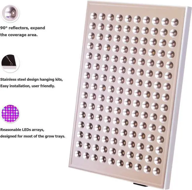 Alt view image 6 of 7 - LED Grow Light for Indoor Plants, 45W Plant Lights Full Spectrum Panel Grow Light for Seedlings, Succulents, Micro Greens, Vegetable and Flower, 2 Pack