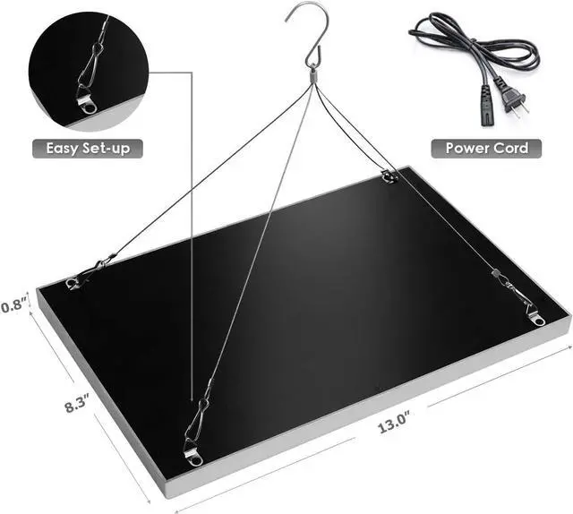 Alt view image 7 of 7 - LED Grow Light for Indoor Plants, 45W Plant Lights Full Spectrum Panel Grow Light for Seedlings, Succulents, Micro Greens, Vegetable and Flower, 2 Pack