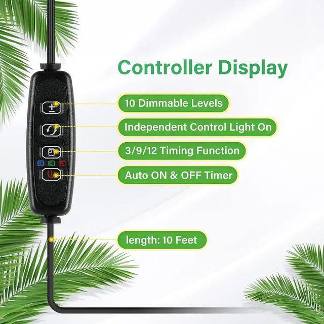Alt view image 4 of 7 - iPower 60W LED Plant Grow Light Strips Full Spectrum for Indoor Plants with Auto ON/Off 3/9/12H Timer, 10 Dimmable Levels 48 LEDs, Sunlike Grow Lamp for Hydroponics Succulent