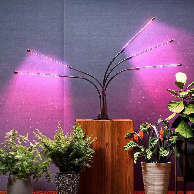 Alt view image 3 of 7 - Grow Lights for Indoor Plants, 150 LED Grow Light for Seed Starting with Red Blue Spectrum, 3/9/12H Timer, 10 Dimmable Levels & 3 Switch Modes, Adjustable Gooseneck Suitable for Various Plant