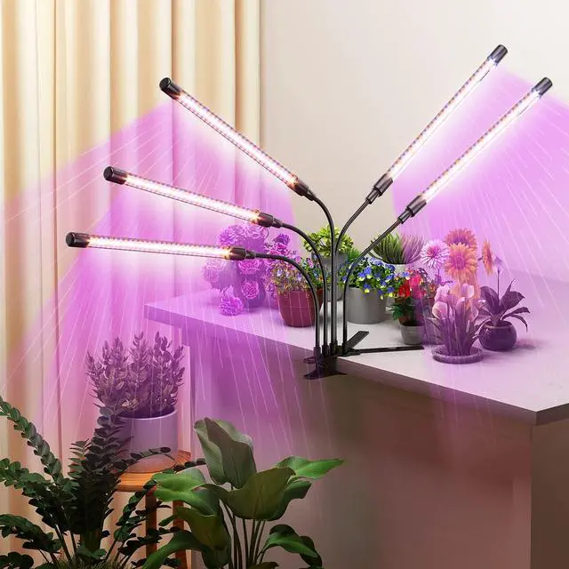 Alt view image 6 of 7 - Grow Lights for Indoor Plants, 150 LED Grow Light for Seed Starting with Red Blue Spectrum, 3/9/12H Timer, 10 Dimmable Levels & 3 Switch Modes, Adjustable Gooseneck Suitable for Various Plant