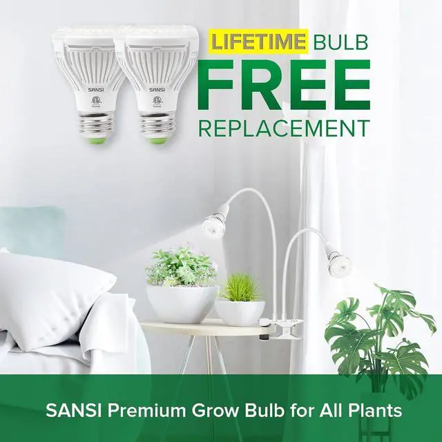 Alt view image 2 of 7 - SANSI LED Grow Lights for Indoor Plants, 300W Full Spectrum Clip-on Gooseneck Grow Light with Ceramic Tech.,20W Power Plant Light with Optical Lens for High PPFD, Lifetime Free Bulbs Replacement White