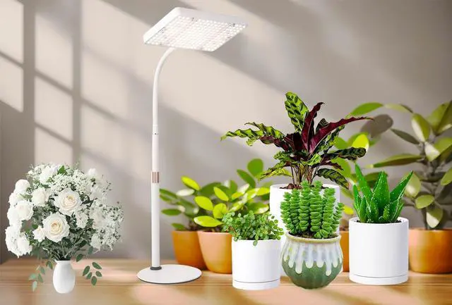 Alt view image 3 of 7 - Desk Grow Lights for Indoor Plants, 200W Table Top Grow Light UV-IR Full Spectrum Plant Growing Lamp,16"-24" Height Adjustable with On/Off Switch, Daisy Chain