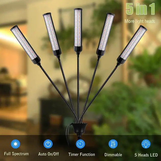 Alt view image 2 of 6 - Grow Lights for Indoor Plants, Full Spectrum led Grow Light with Stand, Auto On/Off Timing 3/6/9/12/15/18H & 11 Brightness Levels, Plant Light for Indoor Plants with Red+Blue+Sunlike