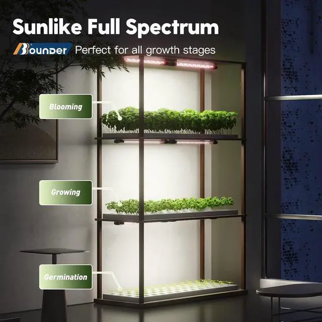 Alt view image 2 of 7 - BBOUNDER 1 Pack 2ft LED Grow Light, Sunlike Full Spectrum Integrated Plant Light for Hydroponic Indoor Plant Seedling Veg and Flower, Plug in Plant Light with On/Off Switch