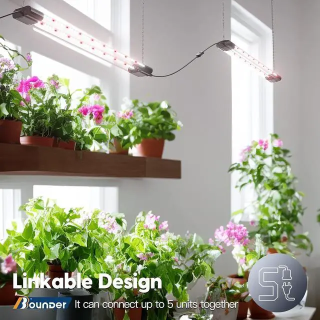 Alt view image 4 of 7 - BBOUNDER 1 Pack 2ft LED Grow Light, Sunlike Full Spectrum Integrated Plant Light for Hydroponic Indoor Plant Seedling Veg and Flower, Plug in Plant Light with On/Off Switch