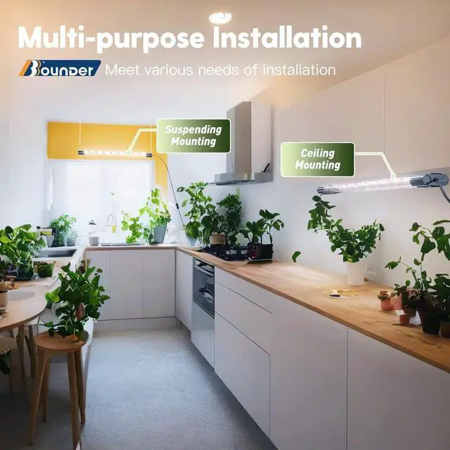 Alt view image 5 of 7 - BBOUNDER 1 Pack 2ft LED Grow Light, Sunlike Full Spectrum Integrated Plant Light for Hydroponic Indoor Plant Seedling Veg and Flower, Plug in Plant Light with On/Off Switch