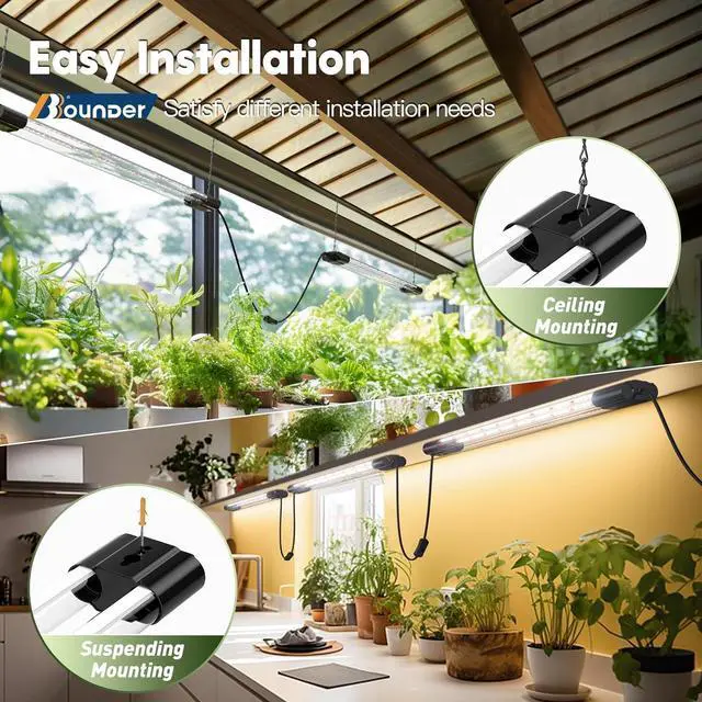 Alt view image 6 of 7 - BBOUNDER 1 Pack 2ft LED Grow Light, Sunlike Full Spectrum Integrated Plant Light for Hydroponic Indoor Plant Seedling Veg and Flower, Plug in Plant Light with On/Off Switch