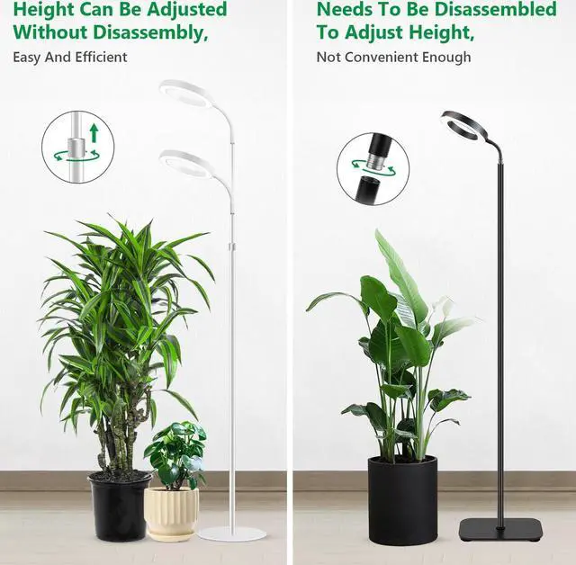 Alt view image 6 of 7 - Floor Grow Lights for Indoor Plants, Full Spectrum Plant Light with 68" Stand for Growing Large Tall Plants, Halo Plant Grow Light with 6/12/16H Timer, 3 Light Modes Indoor Plant Light