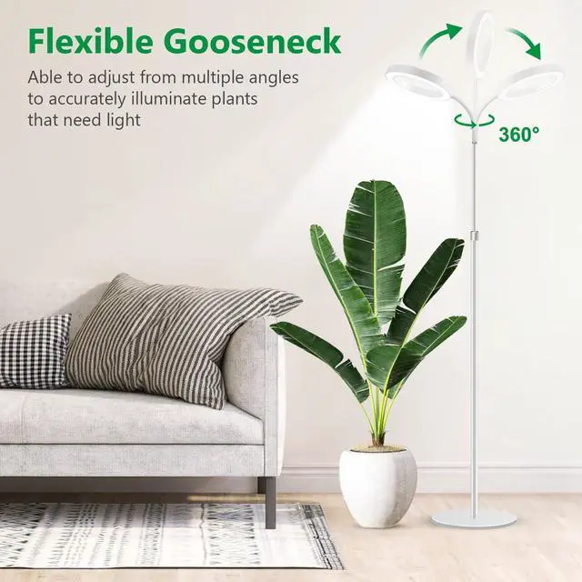 Alt view image 7 of 7 - Floor Grow Lights for Indoor Plants, Full Spectrum Plant Light with 68" Stand for Growing Large Tall Plants, Halo Plant Grow Light with 6/12/16H Timer, 3 Light Modes Indoor Plant Light