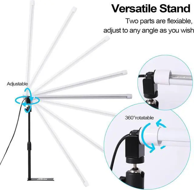 Alt view image 4 of 7 - JCBritw Desktop LED Grow Light Bar T8 2ft Plant Growing Lamp on Stand for Indoor Plants White Full Spectrum Adjustable Tabletop Plant Light for Seed Starting, Seedlings, Veg, Flower