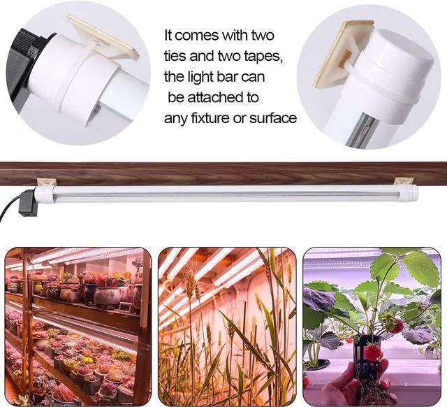 Alt view image 7 of 7 - JCBritw Desktop LED Grow Light Bar T8 2ft Plant Growing Lamp on Stand for Indoor Plants White Full Spectrum Adjustable Tabletop Plant Light for Seed Starting, Seedlings, Veg, Flower