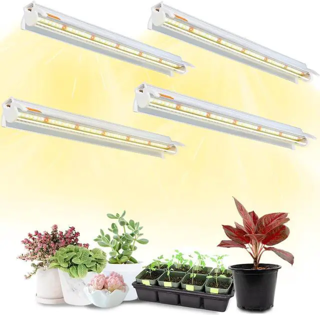Main image of Plant Lights for Indoor Growing Seedlings - 16 in Long, 4-Count (10W x4) Full Spectrum T5 Grow Light Bars for Seed Starting 4000K White LED Grow Lights Strip w/Reflectors for Shelf/Rack