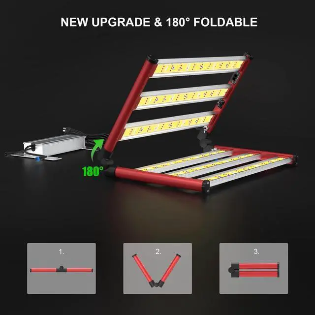 Alt view image 4 of 7 - AGLEX 330W Led Grow Lights, Full Spectrum Grow Light with UV IR, Daisy Chain Foldable & Dimmable Plant Bar Style Grow Light for Indoor Growing Commercial Hydroponic Growing Lamp 3x4 FT Core Coverage