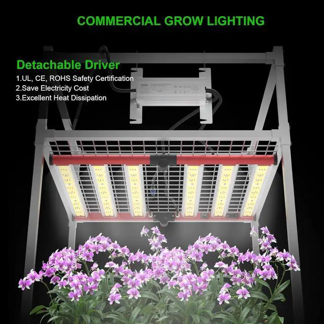 Alt view image 7 of 7 - AGLEX 330W Led Grow Lights, Full Spectrum Grow Light with UV IR, Daisy Chain Foldable & Dimmable Plant Bar Style Grow Light for Indoor Growing Commercial Hydroponic Growing Lamp 3x4 FT Core Coverage