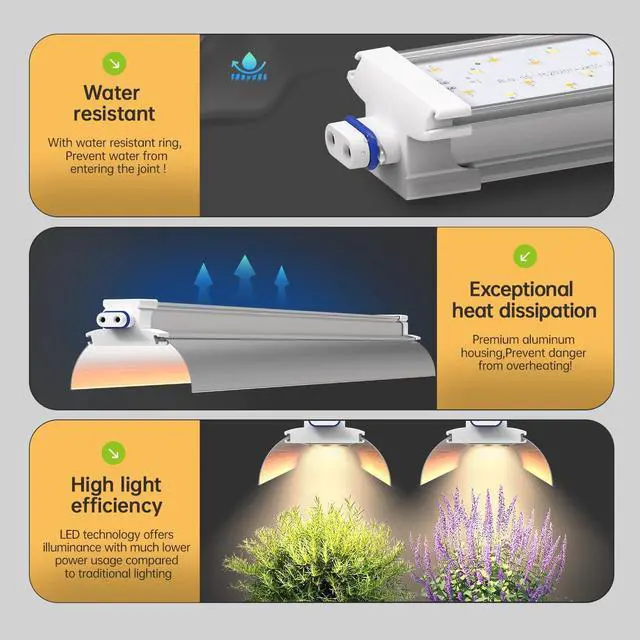 Alt view image 3 of 7 - LED Grow Lights 1.4FT for Indoor Plants Full Spectrum, 660nm Hanging Grow Light 3600K, Led Plant Grow Lights for Indoor Plants, Grow Lamp with Reflectors 108W(6×18W), 6 Pack