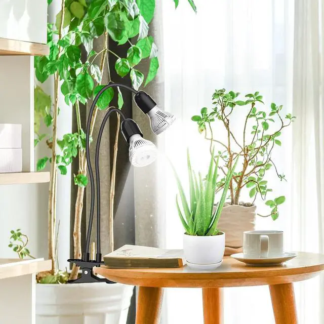 Alt view image 7 of 7 - SANSI LED Grow Lights for Indoor Plants, Lifetime Free Bulb Replacement, 300W Full Spectrum Dual Gooseneck Clip Plant Grow Light, Plant Light with Timer 4/8/12 Hrs, High PPFD Growing Power Grow Lamp