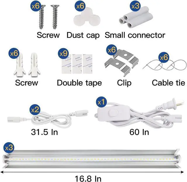 Alt view image 6 of 6 - T5 Grow Lights 1.4Ft, 5000K White Full Spectrum LED Plant Growing Lamp Strips for Indoor Plants, Seeds Starting, Succulents, High PPFD with V-Shaped Reflector