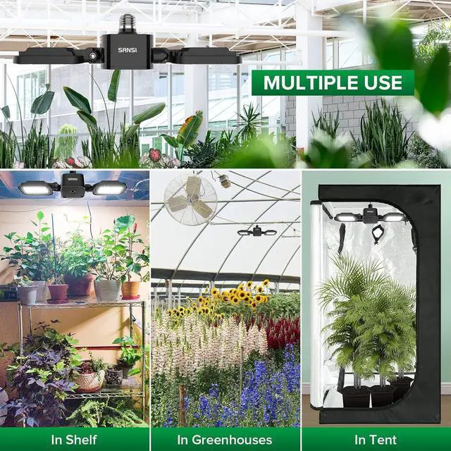 Alt view image 7 of 7 - SANSI LED Grow Lights for Indoor Plants, Full Spectrum High PPF Plant Grow Light, 60W Indoor Plant Lights for 2x3ft Growing, Seed Starting, Blooming and Fruiting, E26 Base (Not Include Power Cord)