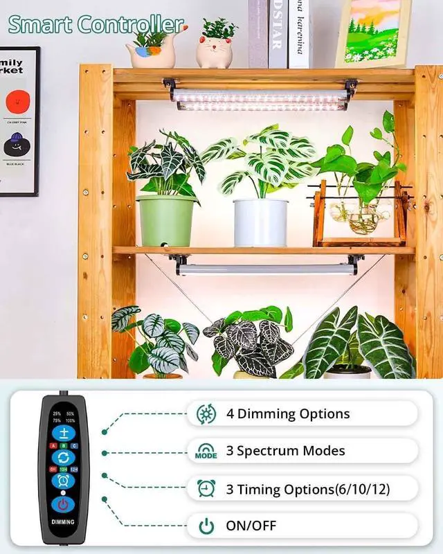 Alt view image 3 of 6 - DOMMIA Grow Light Strip, 6000K White Spectrum Plant Light for Indoor Plants, Dimmable Full Spectrum Grow Lights with Timer, IP54 Grow Lights for Seed Starting, LED Grow Light Fixture for Greenhouse
