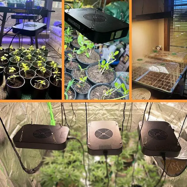 Alt view image 3 of 7 - 2-Pack Dimmable LED Grow Light 600W, 2x2 UV-IR Full Spectrum Growing Lamp for Seed Starting, Seedlings, LED Grow Lights for Indoor Plants with Daiy Chain Function, Quiet Built-in Fan