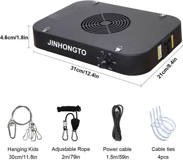 Alt view image 7 of 7 - 2-Pack Dimmable LED Grow Light 600W, 2x2 UV-IR Full Spectrum Growing Lamp for Seed Starting, Seedlings, LED Grow Lights for Indoor Plants with Daiy Chain Function, Quiet Built-in Fan