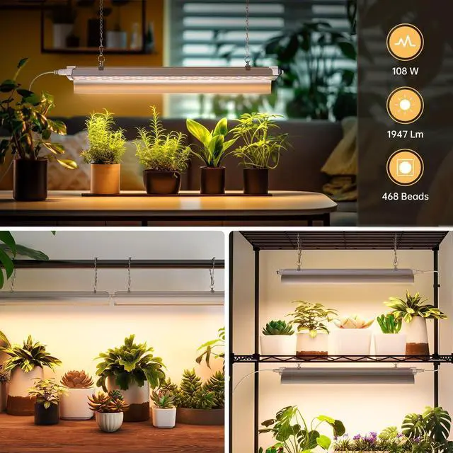 Alt view image 7 of 7 - LED Grow Lights 1.4FT for Indoor Plants Full Spectrum, 660nm Hanging Grow Light 3600K, Led Plant Grow Lights for Indoor Plants, Grow Lamp with Reflectors 108W(6×18W), 6 Pack