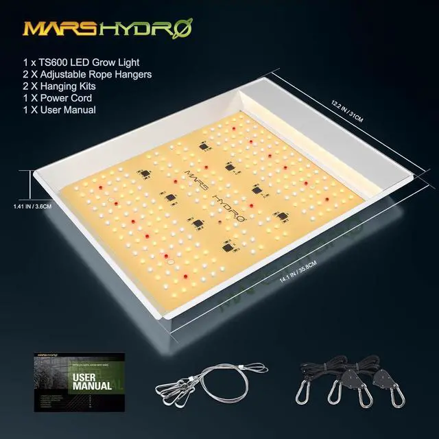 Alt view image 7 of 7 - TS600 100Watt LED Grow Light 2x2ft Coverage, New Diodes Layout Full Spectrum Growing Lamps for Hydroponic Indoor Plants Seeding Veg and Bloom Greenhouse Fixtures Four for 4x4'